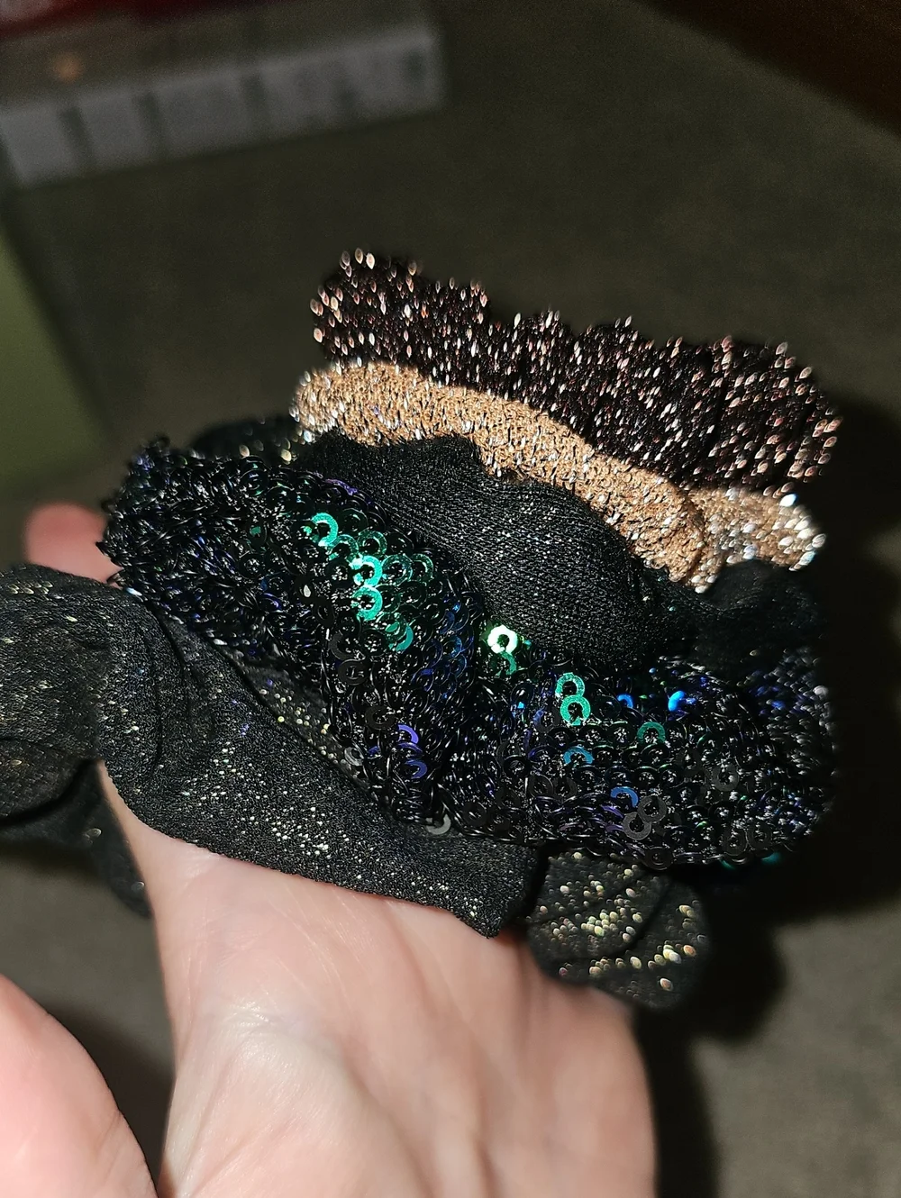 Set of 6 Sparkle Scrunchies - Black, Rose Gold, Purple, Green Sequin